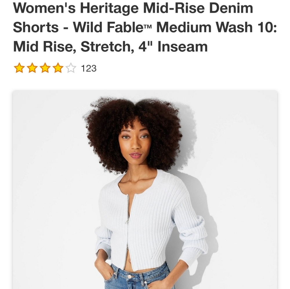 Set Of 2: Wild Fable Mid Rise Heritage Jean Shorts Denim Cut-Off 10